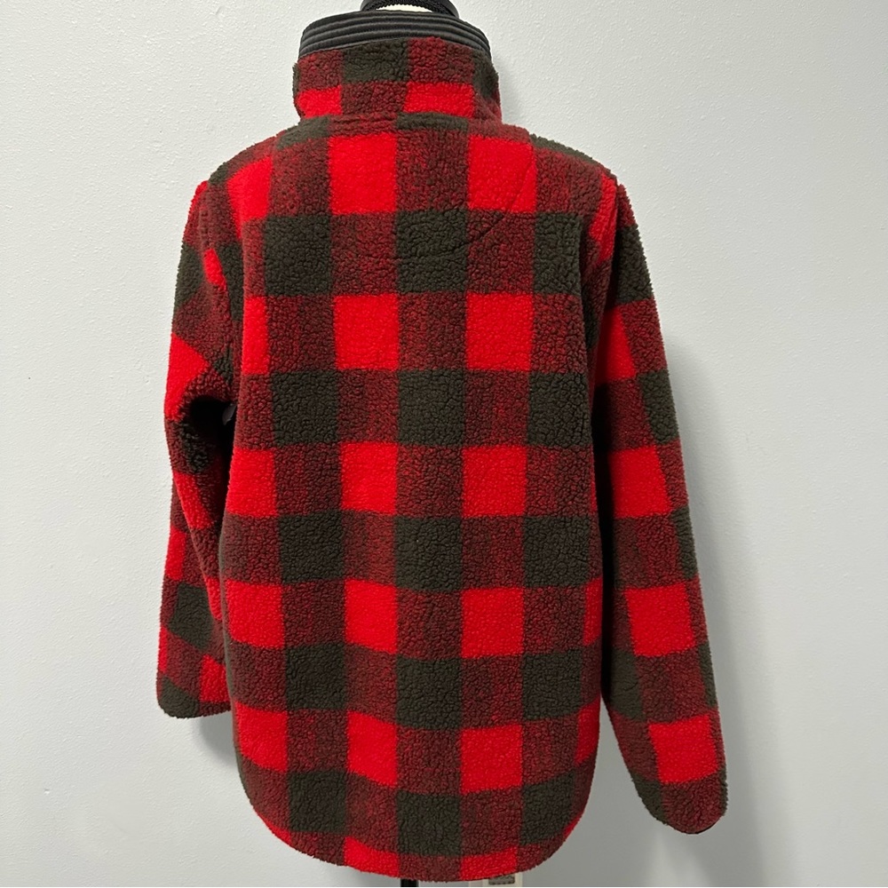 Abercrombie & Fitch buffallo plaid fleece red black size medium - Picture 4 of 11